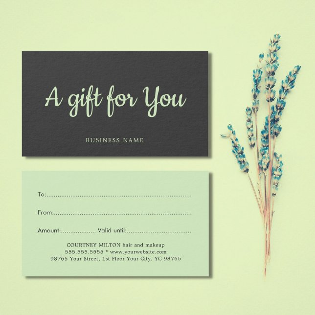 Simple Elegant Grey Green Salon Spa Gift card (Creator Uploaded)