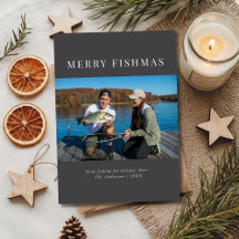 Simple Elegant Grey Merry Christmas Fishing Photo