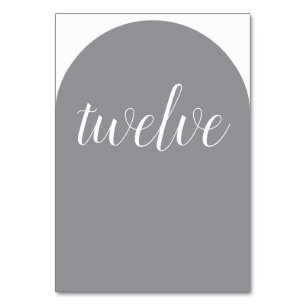 Simple Elegant Grey Rounded Table Number