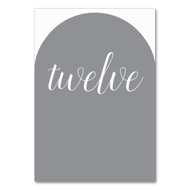 Simple Elegant Grey Rounded Table Number (Front)
