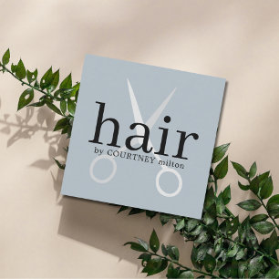 Simple Elegant Grey Scissors Bold Hair Stylist Square Business Card