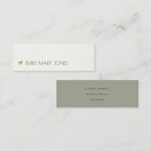 SIMPLE ELEGANT  GREY TYPOGRAPHY ADDRESS MINI BUSINESS CARD (Front/Back)