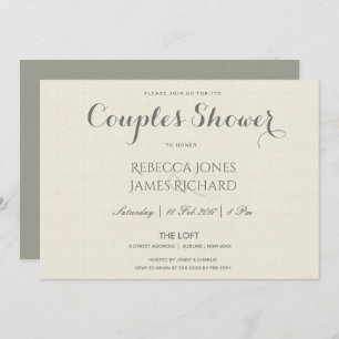 SIMPLE ELEGANT  GREY TYPOGRAPHY COUPLES SHOWER INVITATION