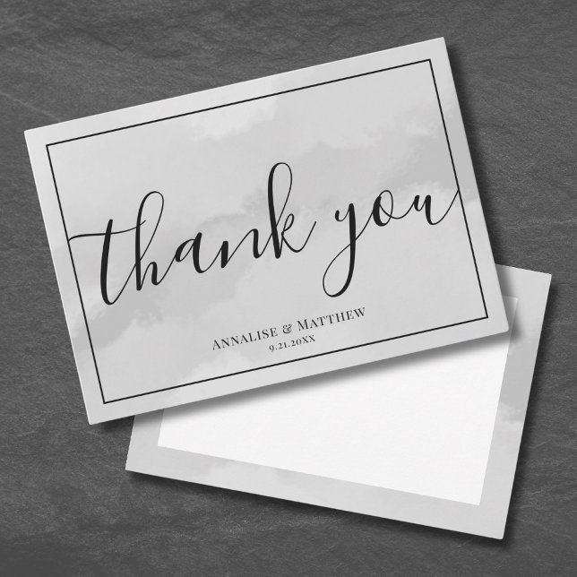 Simple Elegant Grey Wedding Thank You Card (Simple Elegant Gray Wedding Thank You Card)