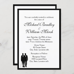 Simple Elegant Groom and Groom Gay Wedding Invitation