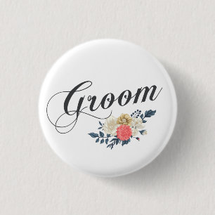 Simple & Elegant Groom Floral Pin Button