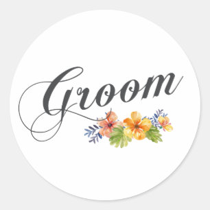 Simple & Elegant Groom Floral Sticker Seal