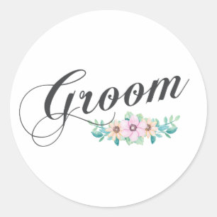 Simple & Elegant Groom Floral Sticker Seal