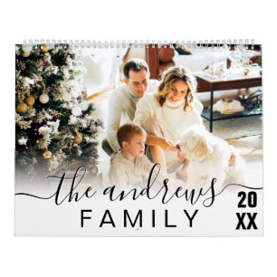 Simple Elegant Handwritten Script Family Photo Calendar
