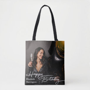 Simple Elegant Happy Birthday Photo Tote Bag