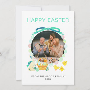 Simple Elegant Happy Easter family one photo Holiday Card