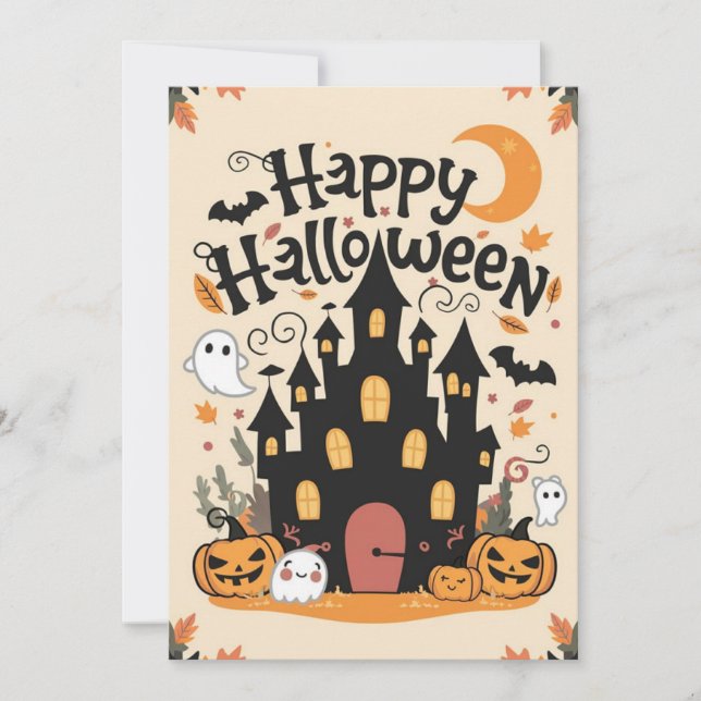 Simple Elegant Happy Halloween Holiday Card (Front)