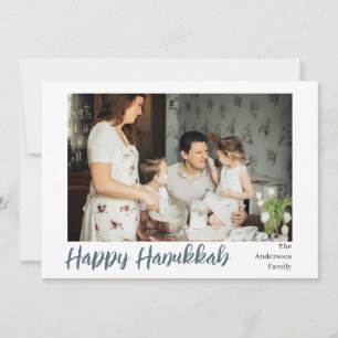 Simple Elegant Happy Hanukkah family photo Holiday Card