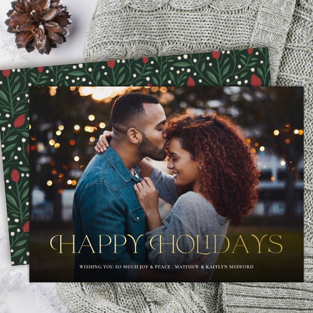 Simple Elegant Happy Holidays Floral Back  (Creator Uploaded)