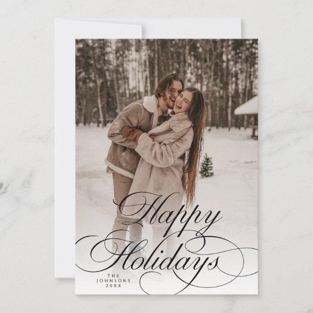 Simple Elegant Happy Holidays Photo Christmas  Holiday Card (Front)