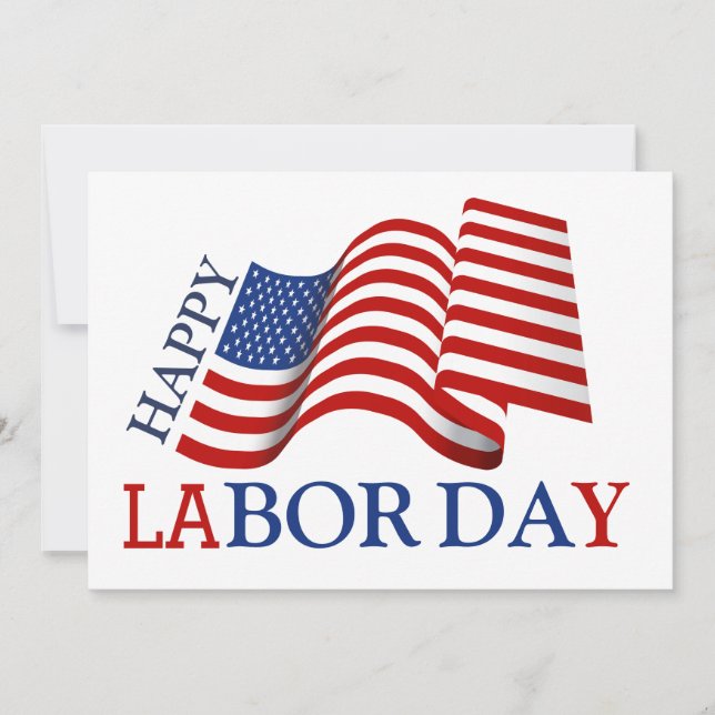Simple Elegant Happy Labour Day Red White Blue (Front)