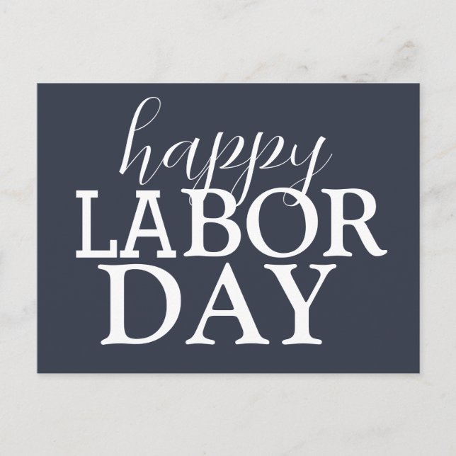 Simple Elegant Happy Labour Day Red White Blue Postcard (Front)