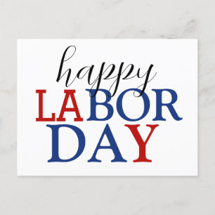 Simple Elegant Happy Labour Day Red White Blue Postcard