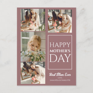 Simple Elegant Happy mothers Day Four photo Holiday Postcard