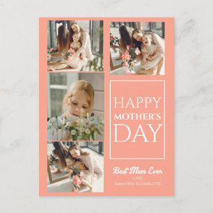 Simple Elegant Happy mothers Day Four photo Holiday Postcard