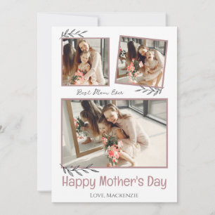 Simple Elegant Happy mothers Day photo collage Holiday Card