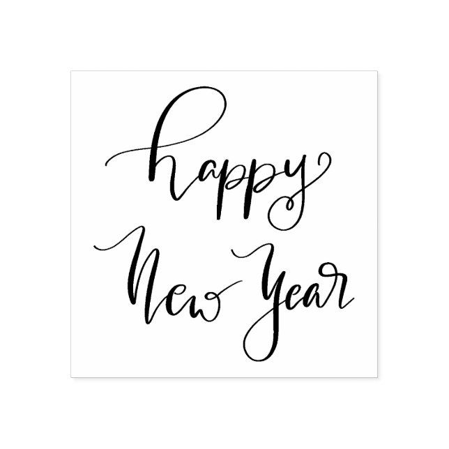 Simple Elegant | Happy New Year Casual Script Rubber Stamp (Imprint)