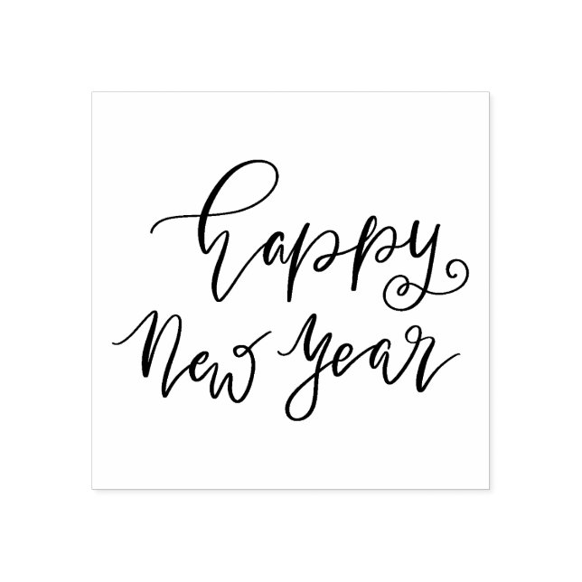 Simple Elegant | Happy New Year Casual Script Rubber Stamp (Imprint)
