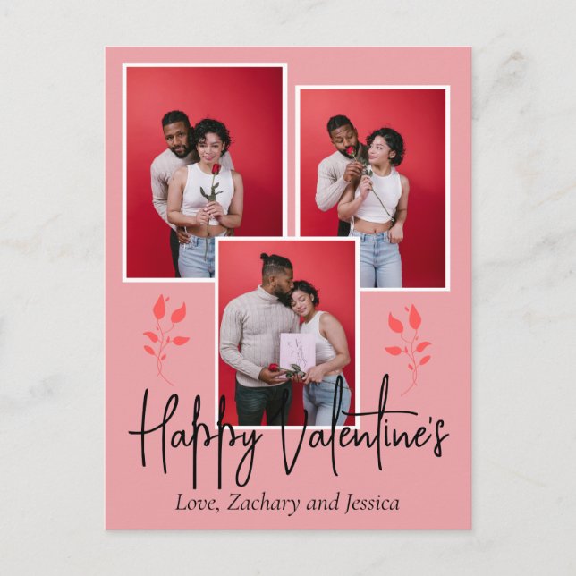 Simple Elegant Happy valentine's day couple photo Postcard (Front)