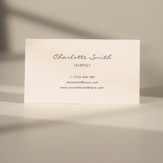 Simple Elegant Harpist Minimal Blush Pink Business Card (Creator Uploaded)