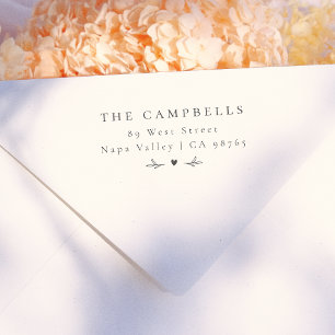 Simple Elegant Heart Botanical Name & Address  Rubber Stamp