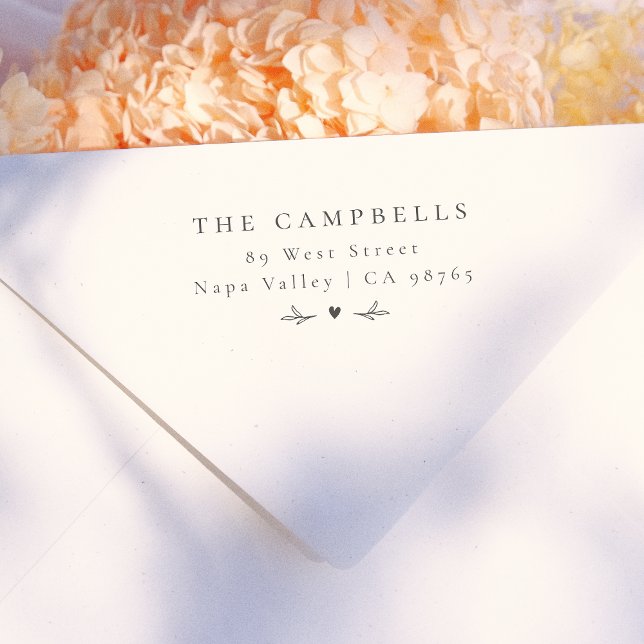 Simple Elegant Heart Personalised Name & Address Self-inking Stamp (Stamp Mock-up)