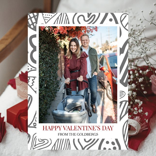 Simple Elegant Hearts Love valentines day photo Holiday Card (Creator Uploaded)