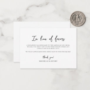 Simple Elegant In Lieu of Favours Card