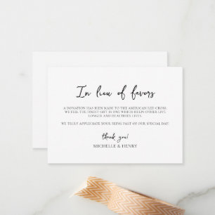 Simple Elegant In Lieu of Favours Card