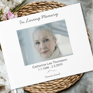Simple Elegant In Loving Memory Funeral Guest Book