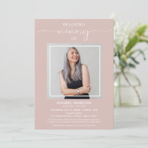 Simple Elegant In Loving Memory Funeral Photo Invi Invitation