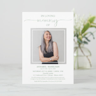 Simple Elegant In Loving Memory Funeral Photo Invi Invitation