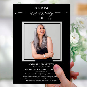 Simple Elegant In Loving Memory Funeral Photo Invitation