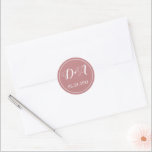 Simple, elegant initials dusty rose pink wedding classic round sticker<br><div class="desc">Simple and elegant initials dusty rose pink wedding round envelope seal sticker. It coordinates with our "Dusty rose watercolor cactus flowers" wedding suite.</div>