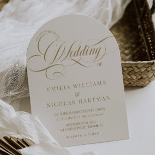 Simple Elegant Ivory All In One Wedding Invitation