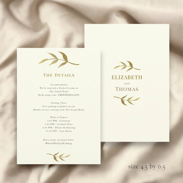 Simple elegant ivory and gold wedding details  enclosure card (Creator Uploaded)