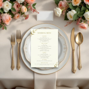 Simple elegant ivory and gold wedding menu