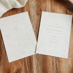 Simple Elegant Ivory Floral Garden Wedding Invitation