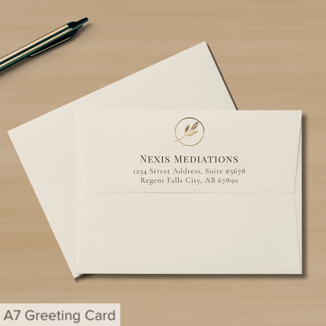 Simple Elegant Ivory Gold Leaf Return Address Envelope (Creator Uploaded)