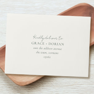Simple Elegant Ivory Sage Address RSVP Wedding Envelope
