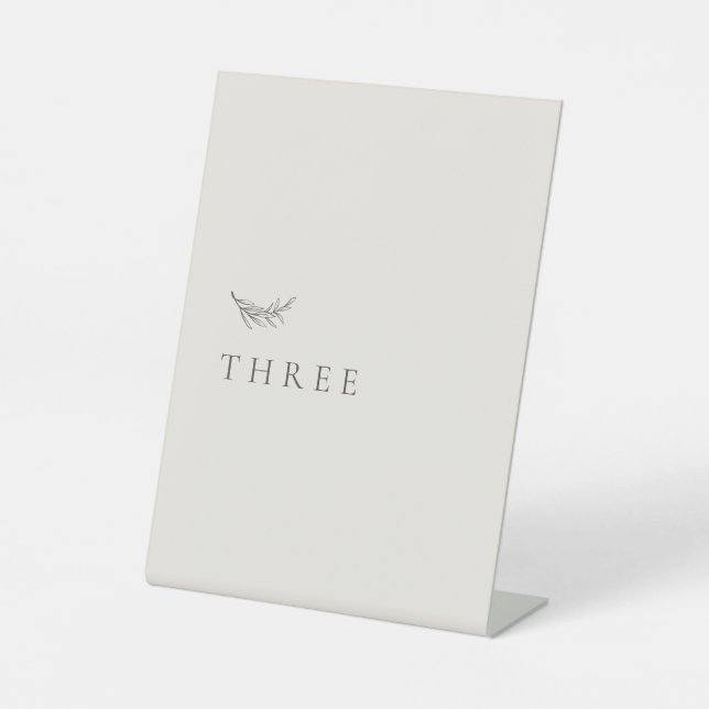 Simple Elegant Ivory Wedding Table Number Pedestal Sign (Front)