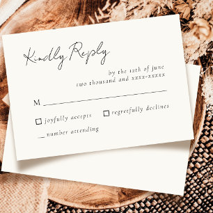 Simple Elegant Ivory White Wedding RSVP Response