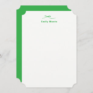 Simple Elegant Kelly Green Bow Monogram Name  Card