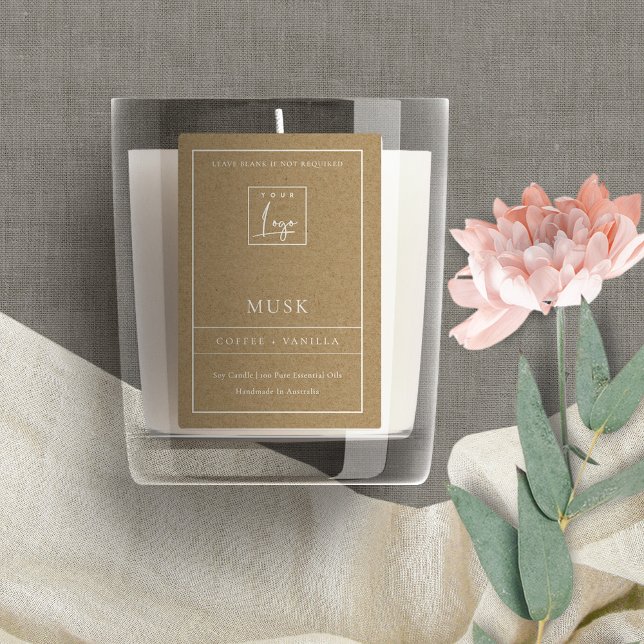 SIMPLE ELEGANT KRAFT LOGO BORDER MODERN CANDLE FOOD LABEL (Creator Uploaded)