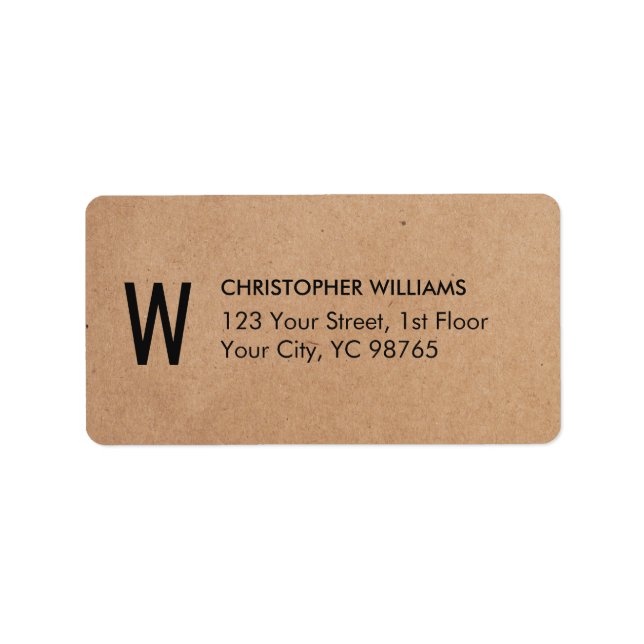 Simple Elegant Kraft Paper Business Monogram Label (Front)